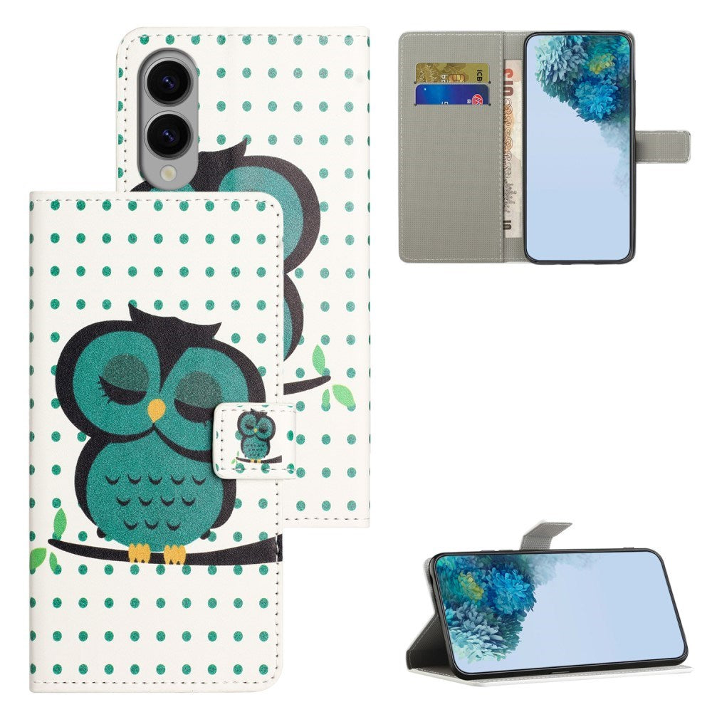 EIDERWOOD Samsung Galaxy S25 Edge Faux Leather Flip Cover m. Lommebok og stativfunksjon - Sovende ugle