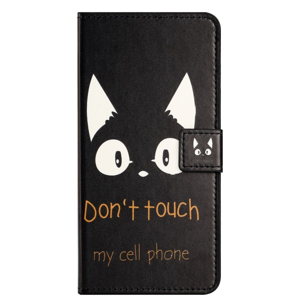 EIDERWOOD Samsung Galaxy S25 Edge Kunstlæder Flip Cover m. Pung & Ståfunktion - "Don't Touch My Cell Phone"