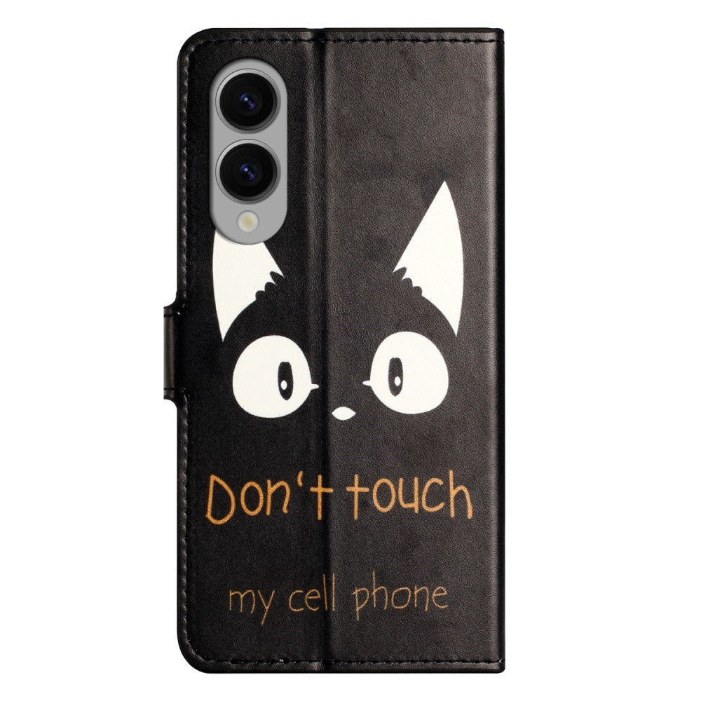 EIDERWOOD Samsung Galaxy S25 Edge Kunstlæder Flip Cover m. Pung & Ståfunktion - "Don't Touch My Cell Phone"