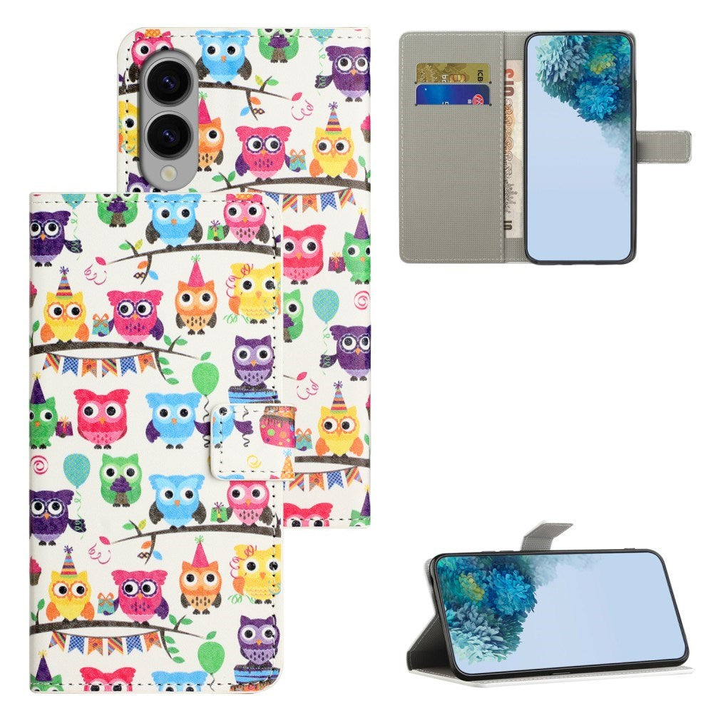 EIDERWOOD Samsung Galaxy S25 Edge Faux Leather Flip Cover m. Lommebok og stativfunksjon - Ugler