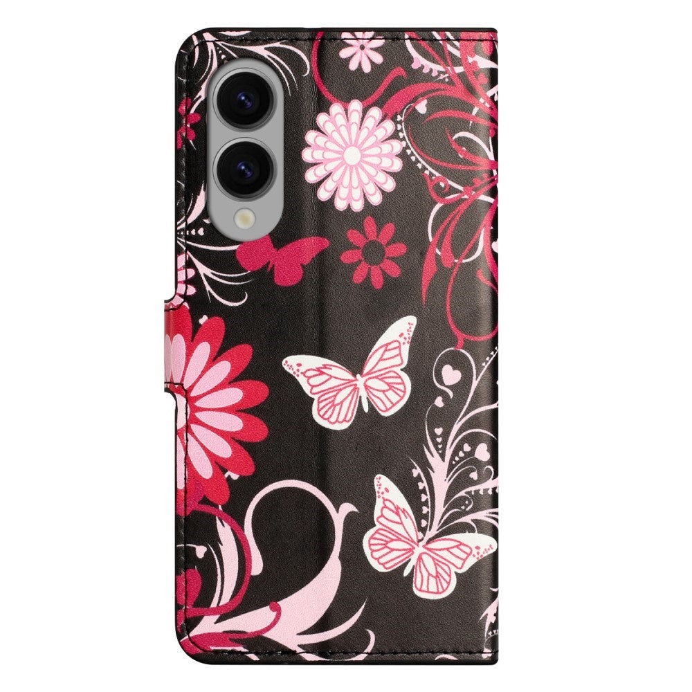 EIDERWOOD Samsung Galaxy S25 Edge Kunstlæder Flip Cover m. Pung & Ståfunktion - Sommerfugle
