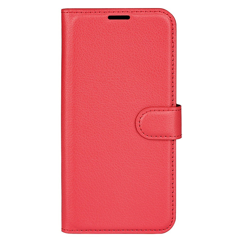 EIDERWOOD Samsung Galaxy S25 Edge Litchi Faux Leather Flip Cover inkl. Kortholder - Rød