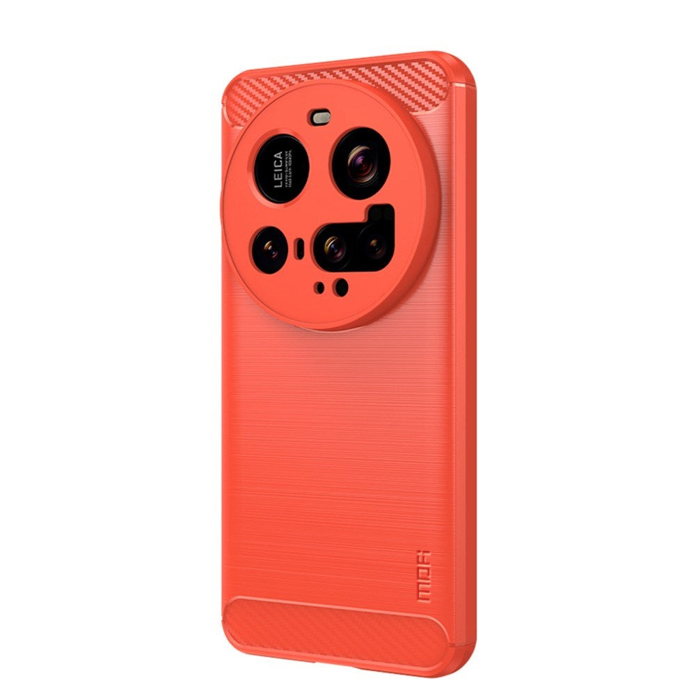 Xiaomi 15 Ultra - Mofi Brushed Carbon Fiber Plast Cover - Rød