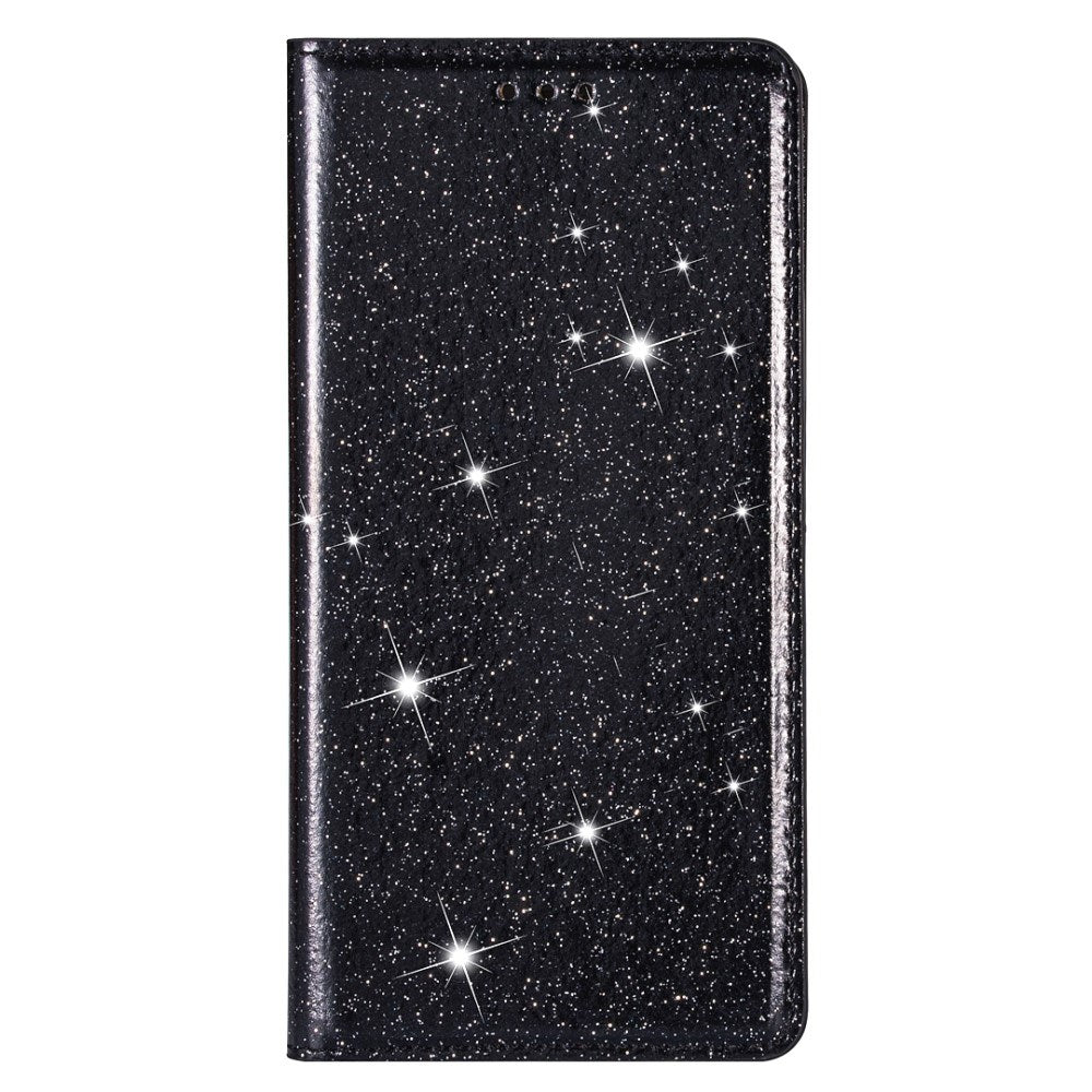 EIDERWOOD Samsung Galaxy S25 Edge Faux Leather Flip Cover m. Lommebok - Glitter - Sort