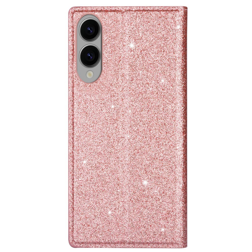EIDERWOOD Samsung Galaxy S25 Edge Faux Leather Flip Cover m. Lommebok - Glitter - Rose gull