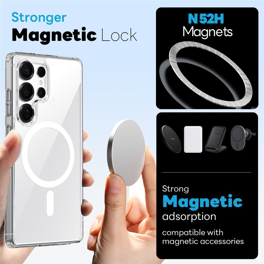 Samsung Galaxy S25 Ultra NORTHJO 360° Beskyttelsessæt - Skærmbeskyttelsesglas - Hybrid Mobil Cover - MagSafe Kompatibel - Gennemsigtig