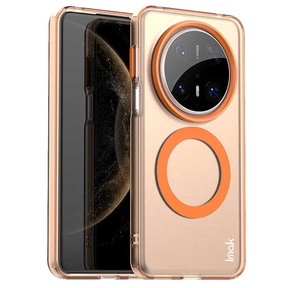 IMAK Huawei Mate 70 Pro+ / 70 Pro Hybrid Plast Bagside Cover - MagSafe Kompatibel - Gennemsigtig / Orange