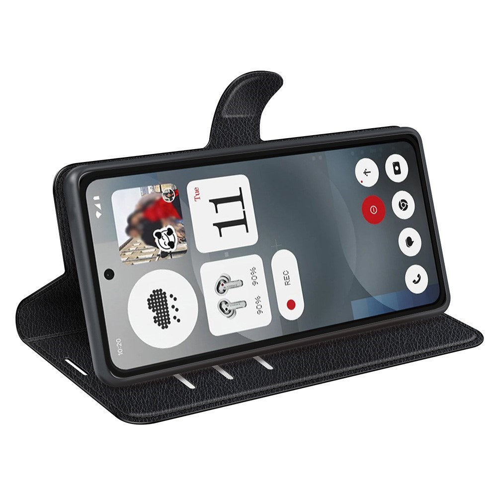 Nothing Phone (3a) - EIDERWOOD Kunstlæder Flip Cover m. Kortholder & Ståfunktion - Sort