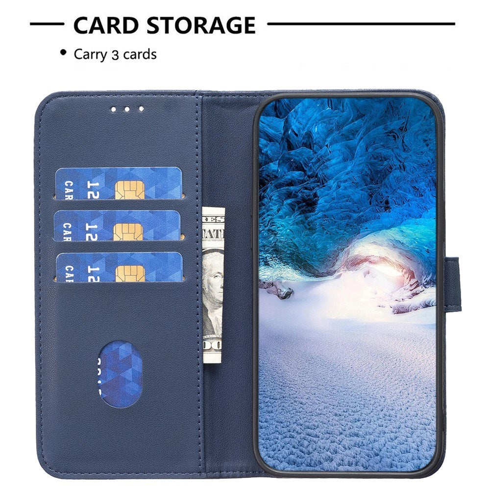 BINFEN OPPO A5 Pro (4G / 5G) Imiteret Læder Flip Cover m. Kortholder - Blå