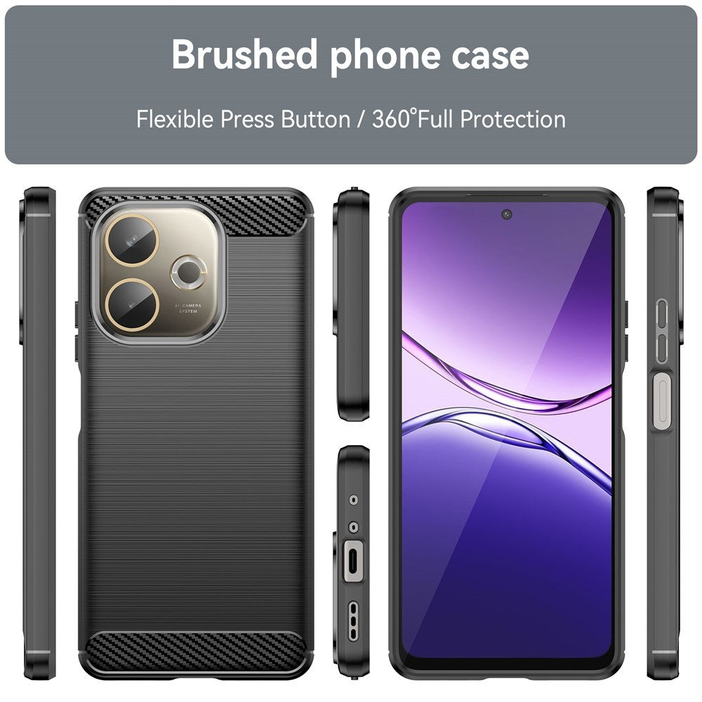EIDERWOOD Oppo A5 Pro (4G / 5G) Brushed Carbon Fiber Mobil Cover - Sort