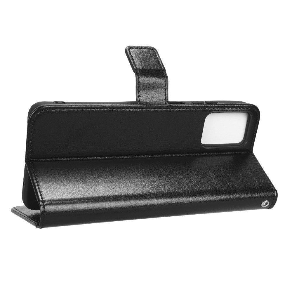 EIDERWOOD Motorola Moto E22 / E22i Blankt Læder Flip Cover m. Pung & Strop - Sort