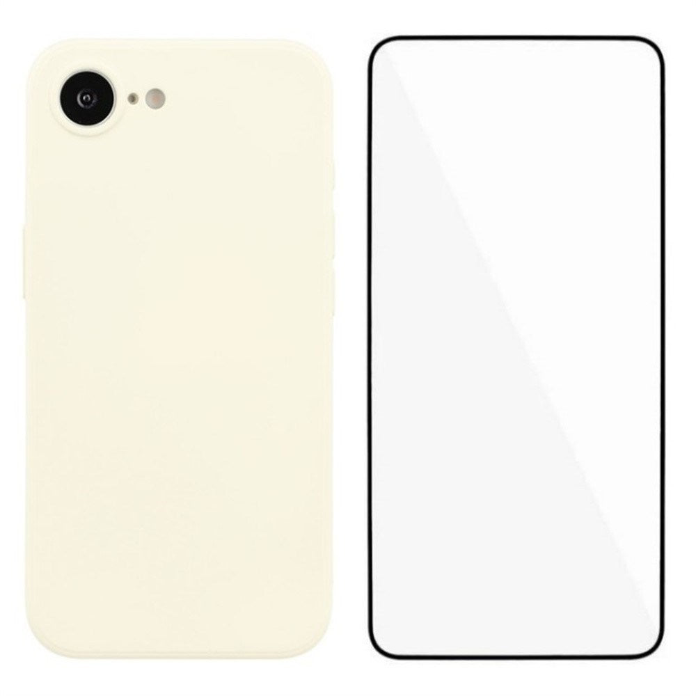 iPhone 16e Beskyttelsessæt m. Fleksibelt Plast Bagside Cover & Skærmbeskyttelse - Hvid