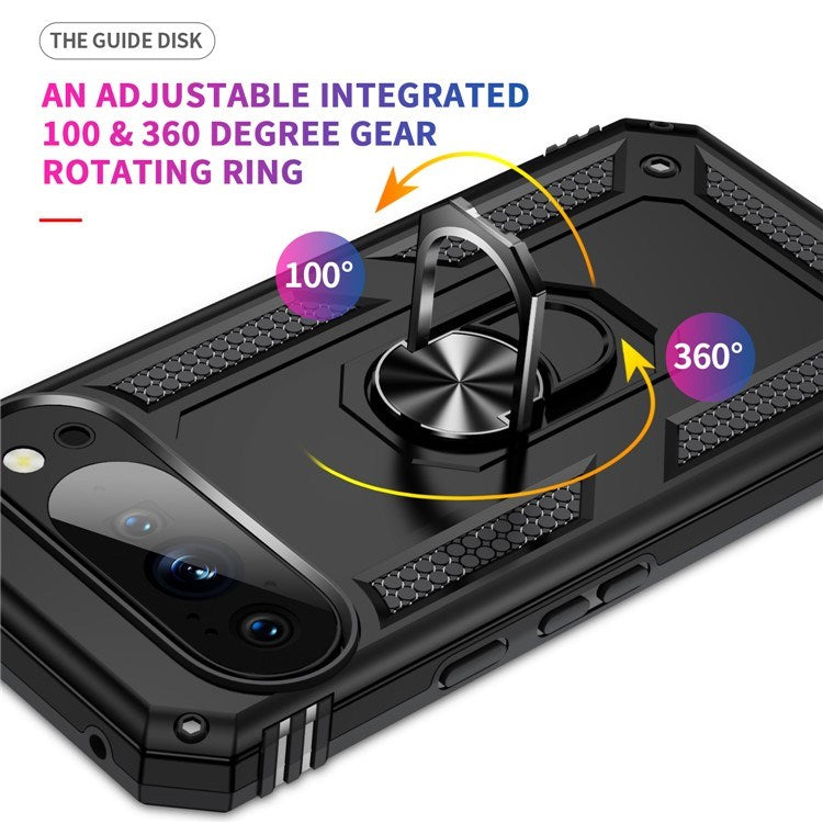 Google Pixel 10 Pro XL - EIDERWOOD Hybrid Håndværker Cover m. 360 Roterbar Kickstand - Sort