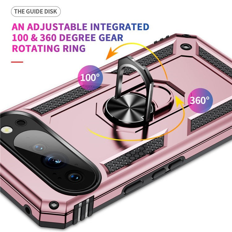 Google Pixel 10 Pro XL - EIDERWOOD Hybrid Håndværker Cover m. 360 Roterbar Kickstand - Rose Gold