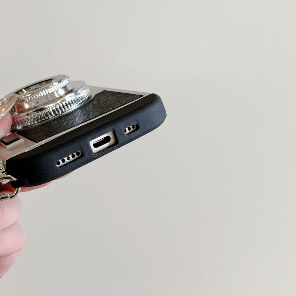 EIDERWOOD iPhone 15 Pro Max Retro Kamera Mobil Cover m. Skulderrem - Sort