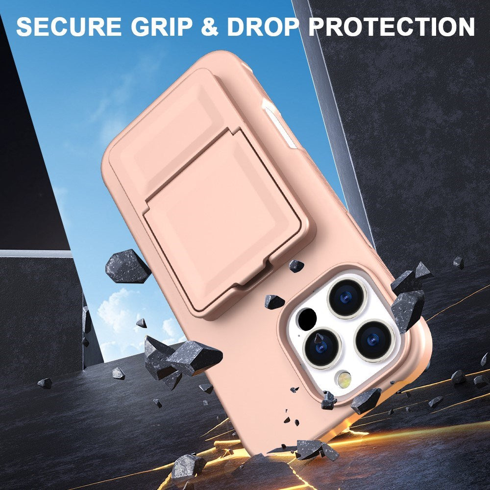 EIDERWOOD iPhone 16 Pro Max Fleksibelt Plastik Bagside Cover m. Kortholder & Indbygget Spejl - Rose Gold