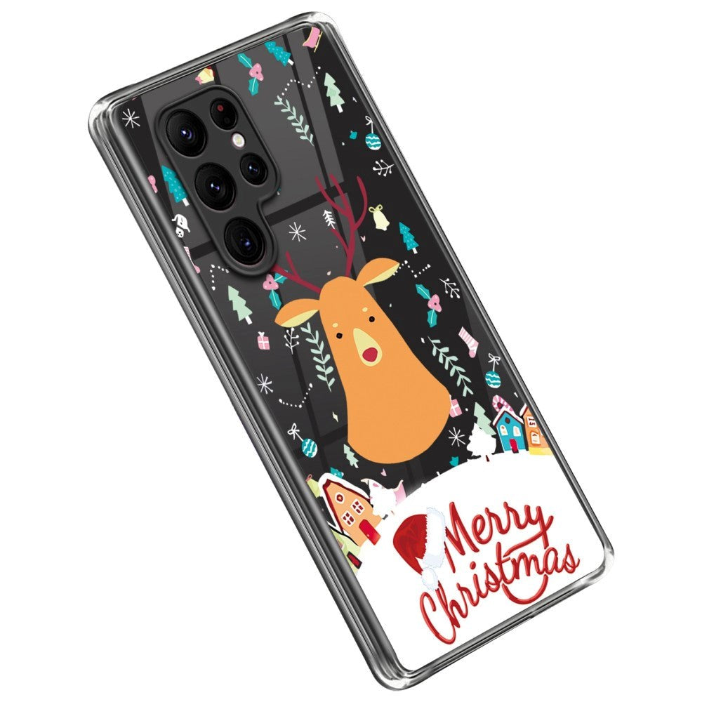 Samsung Galaxy S22 Ultra TPU plast juledeksel - god jul - reinsdyr