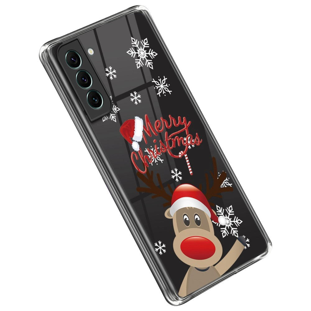 Samsung Galaxy S22 TPU plast juledeksel - god jul - reinsdyr med nisselue