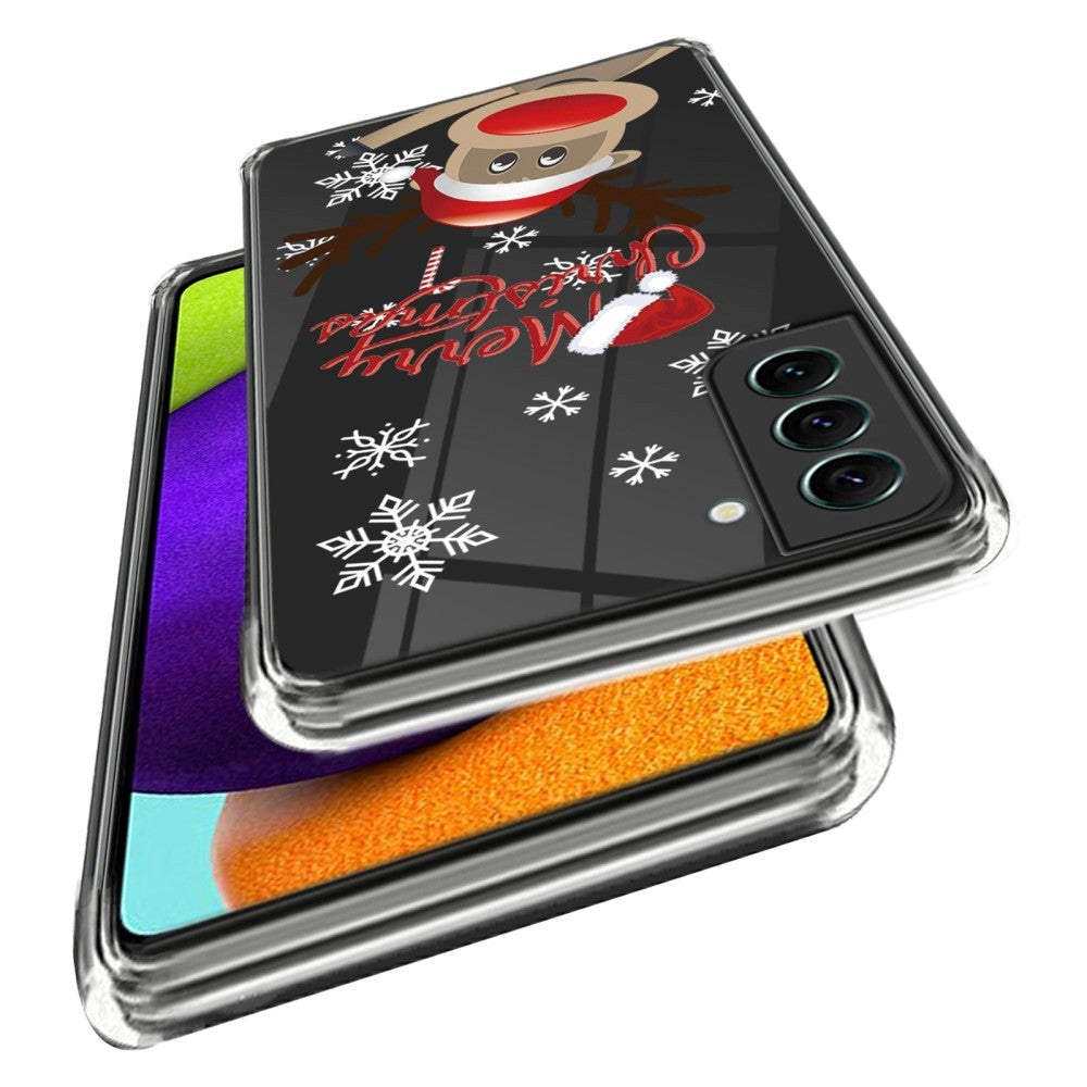 Samsung Galaxy S22 TPU plast juledeksel - god jul - reinsdyr med nisselue