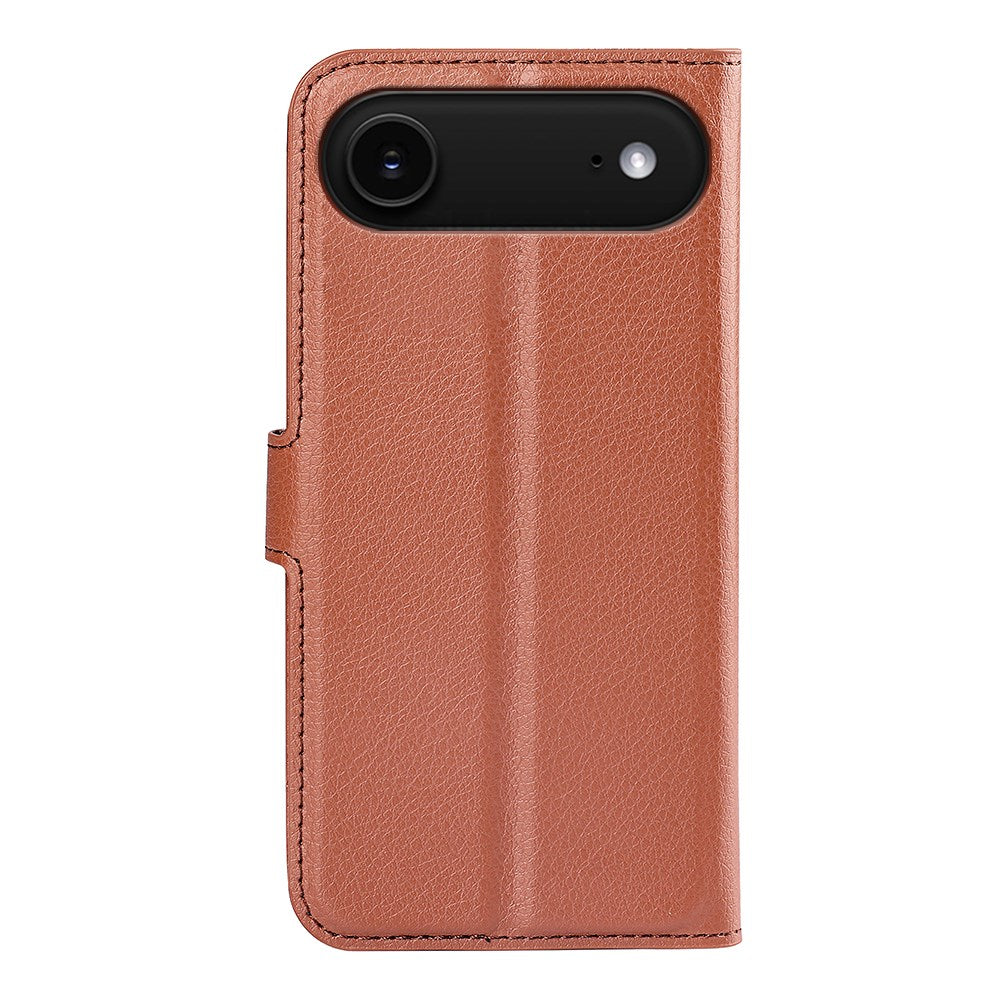EIDERWOOD iPhone Air Litchi Flip Cover m. Pung & Stander - Brun