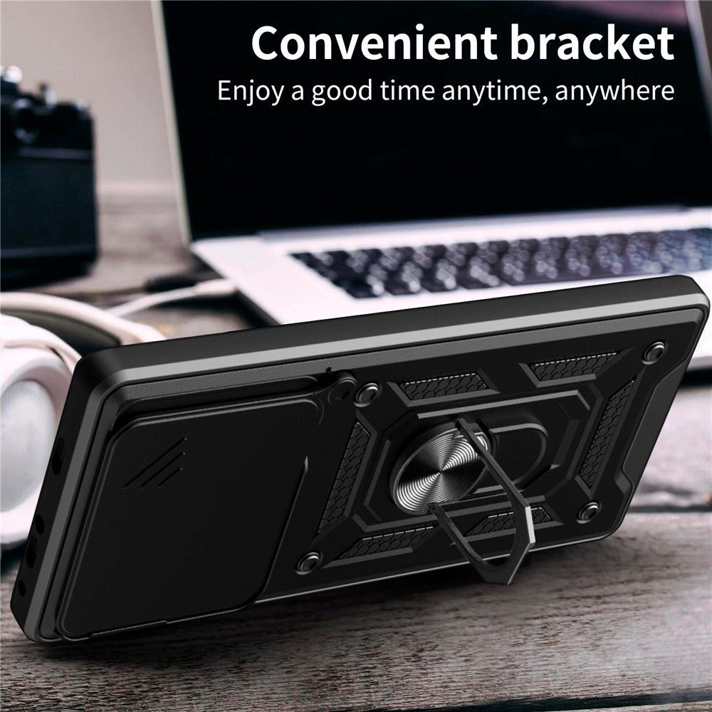 Motorola Edge 60 Pro - EIDERWOOD Hybrid Håndværker Cover m. Magnetisk Kickstand & Cam Slider - Sort