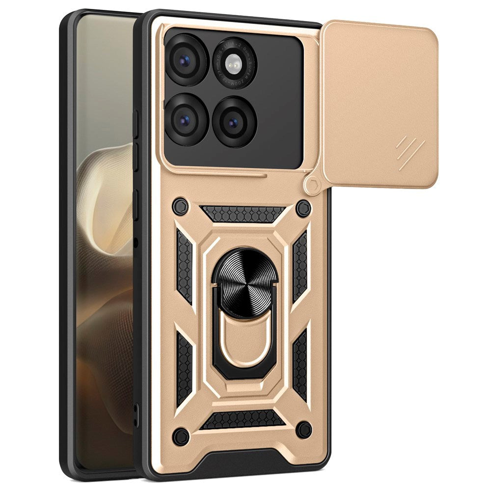 Motorola Edge 60 Pro - EIDERWOOD Hybrid Håndværker Cover m. Magnetisk Kickstand & Cam Slider - Guld