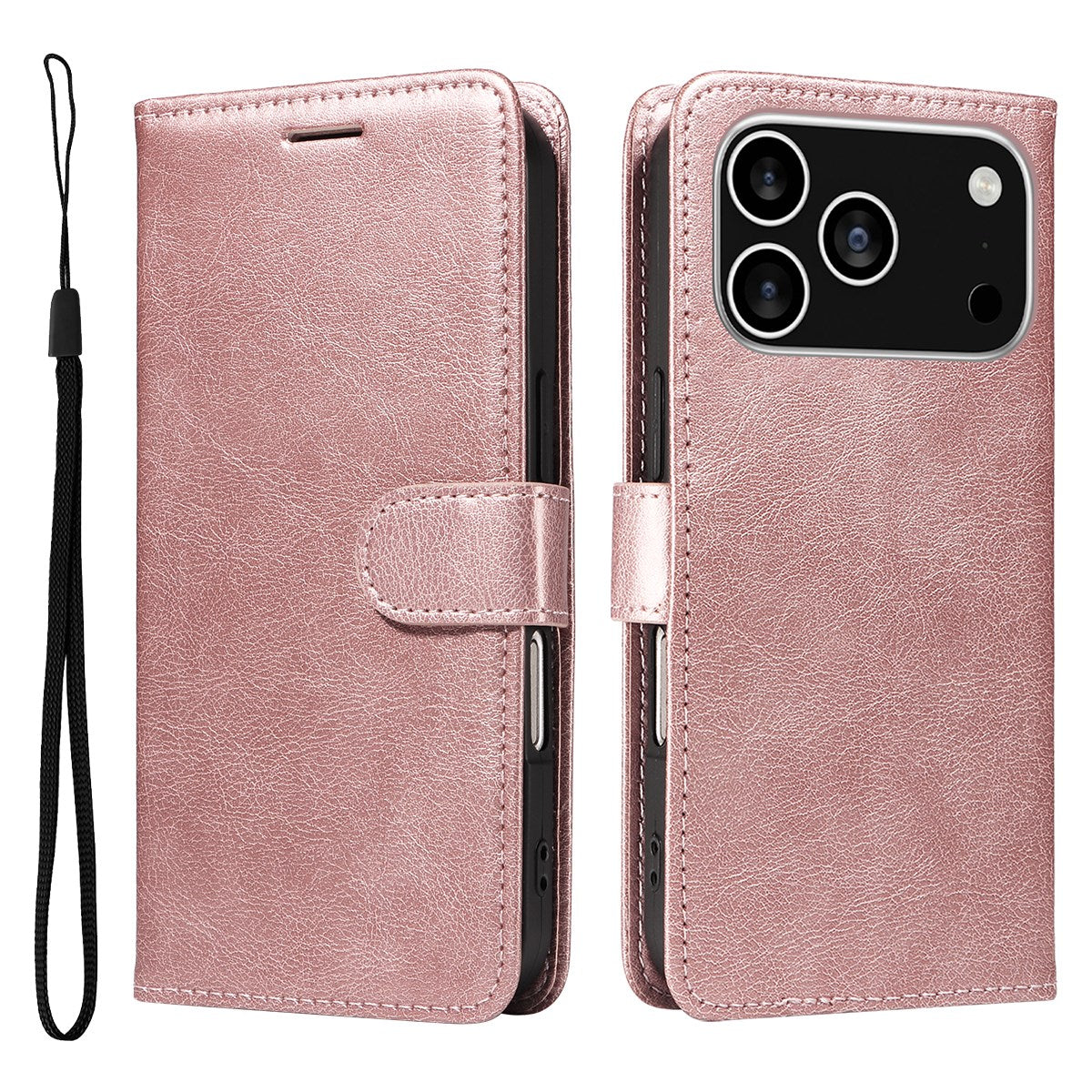EIDERWOOD iPhone 17 Pro Kunstlæder Mobil Cover - Kortholder & Strop - Rose Gold