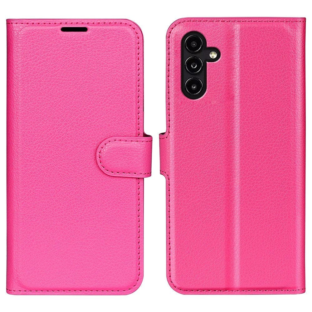 Samsung Galaxy A14 (5G) PU Litchi Leather Flip Cover m. Lommebok - Rosa