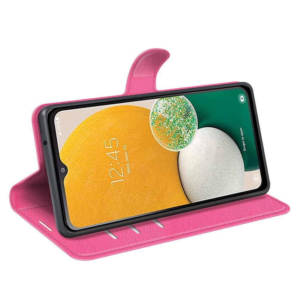 Samsung Galaxy A14 (5G) PU Litchi Leather Flip Cover m. Lommebok - Rosa