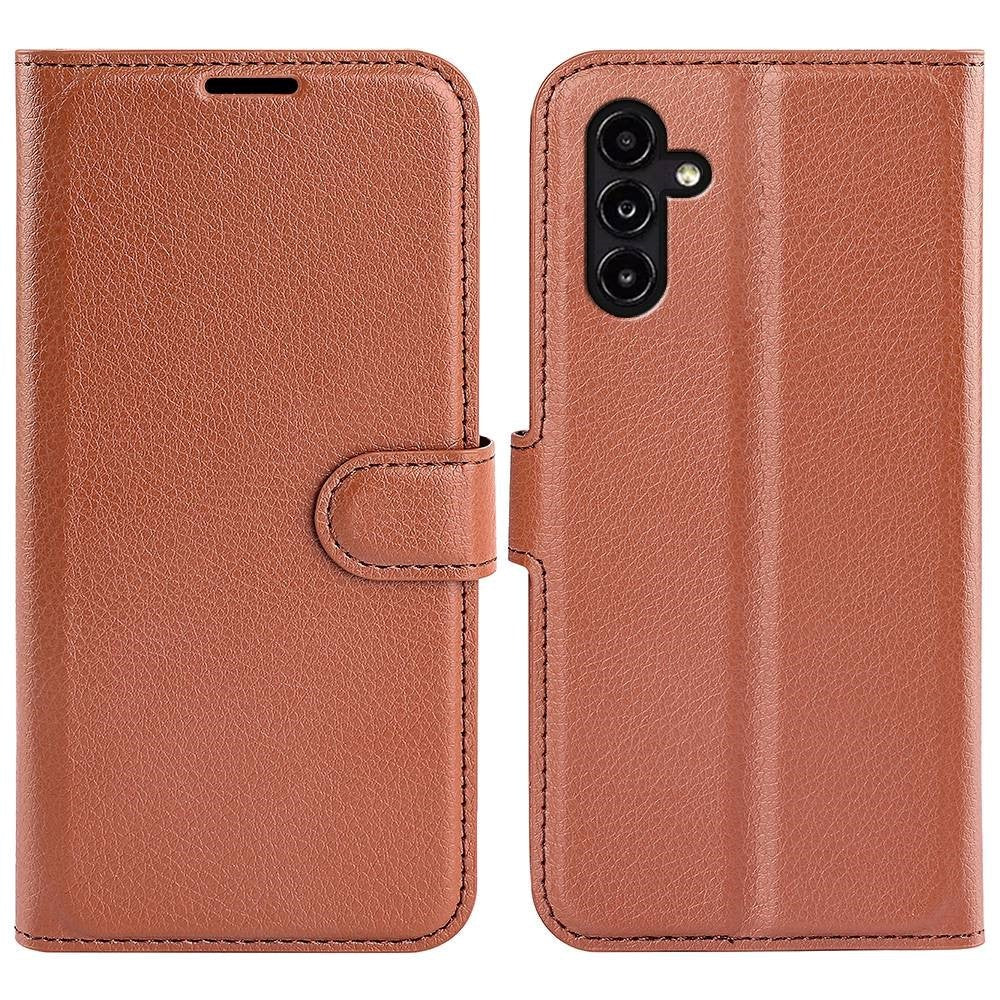 Samsung Galaxy A14 (5G) PU Litchi Leather Flip Cover m. Lommebok - Brun