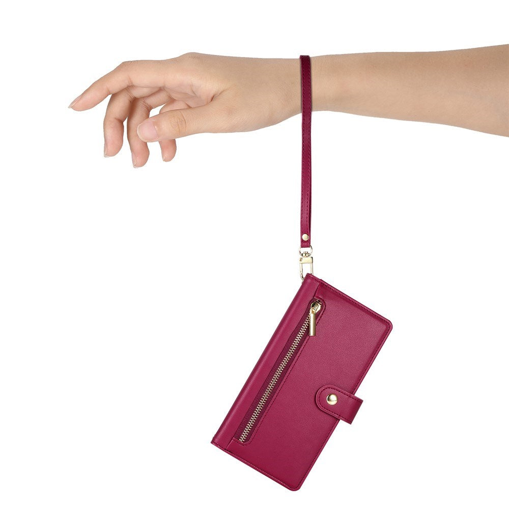 EIDERWOOD iPhone Air Flip Cover - Indbygget Kortholder & Lynlåslomme & Strop - Rød