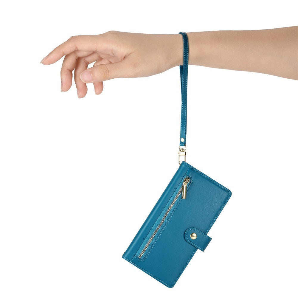 EIDERWOOD iPhone 17 Pro Flip Cover - Indbygget Kortholder & Lynlåslomme & Strop - Blå