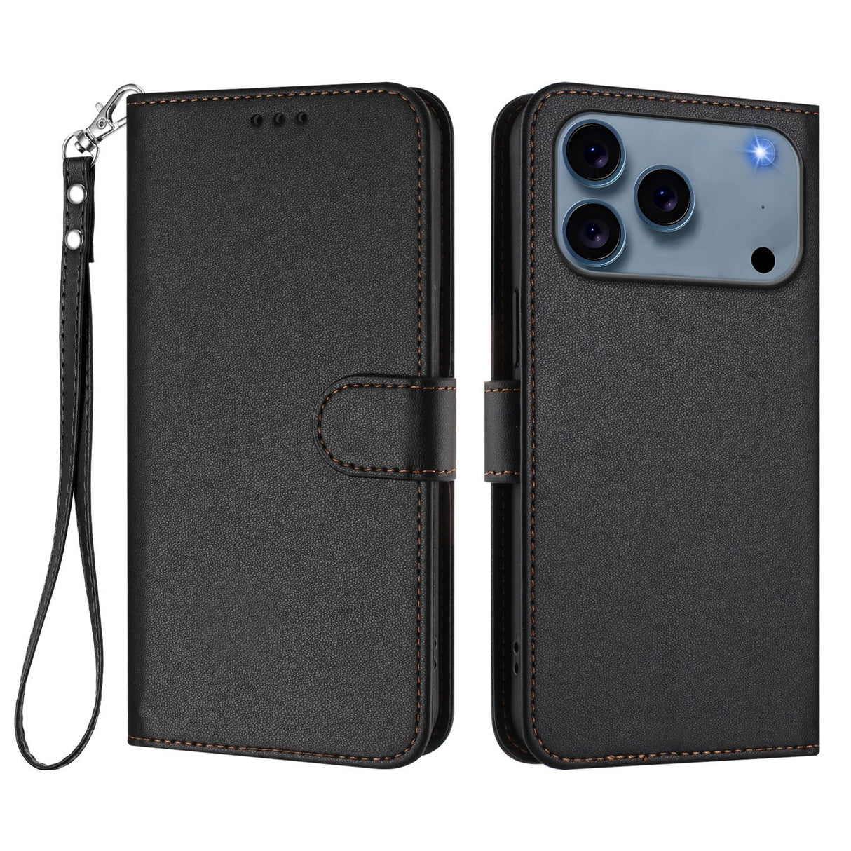 iPhone 18 Pro Max / 17 Pro Max EIDERWOOD Kunstlæder Flip Cover m. Strop & Ståfunktion - Sort