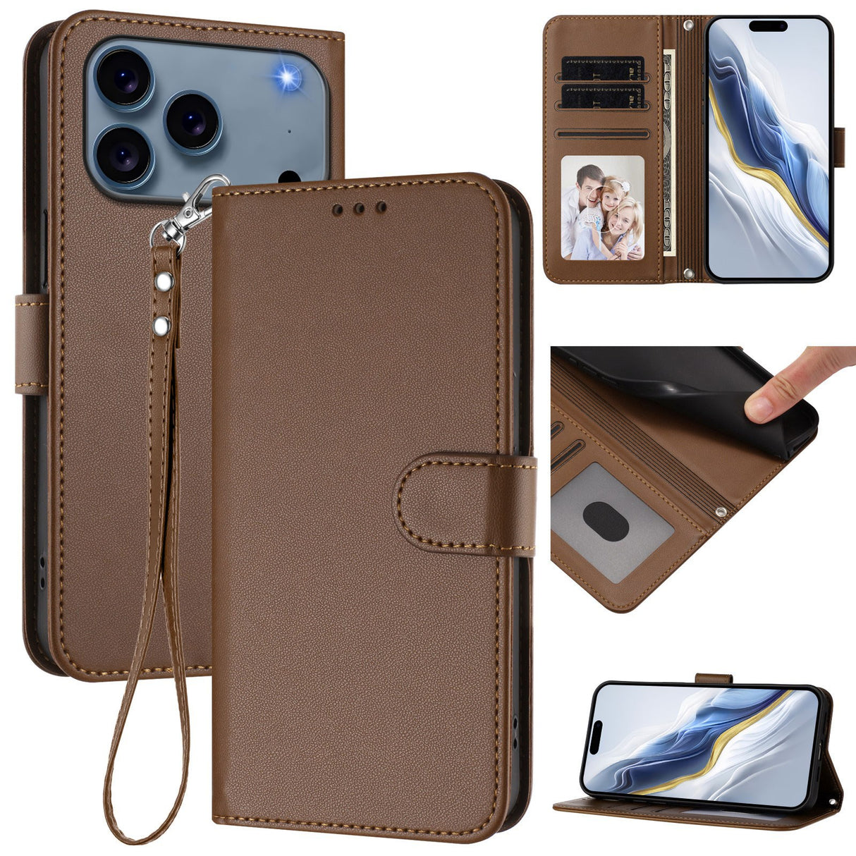 iPhone 18 Pro Max / 17 Pro Max EIDERWOOD Kunstlæder Flip Cover m. Strop & Ståfunktion - Brun