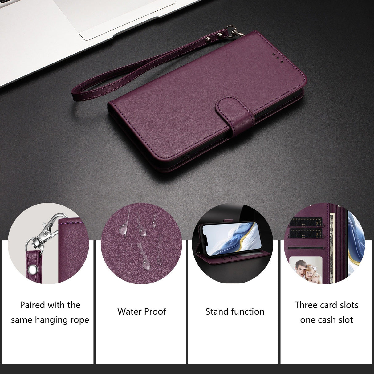 iPhone 18 Pro Max / 17 Pro Max EIDERWOOD Kunstlæder Flip Cover m. Strop & Ståfunktion - Lilla