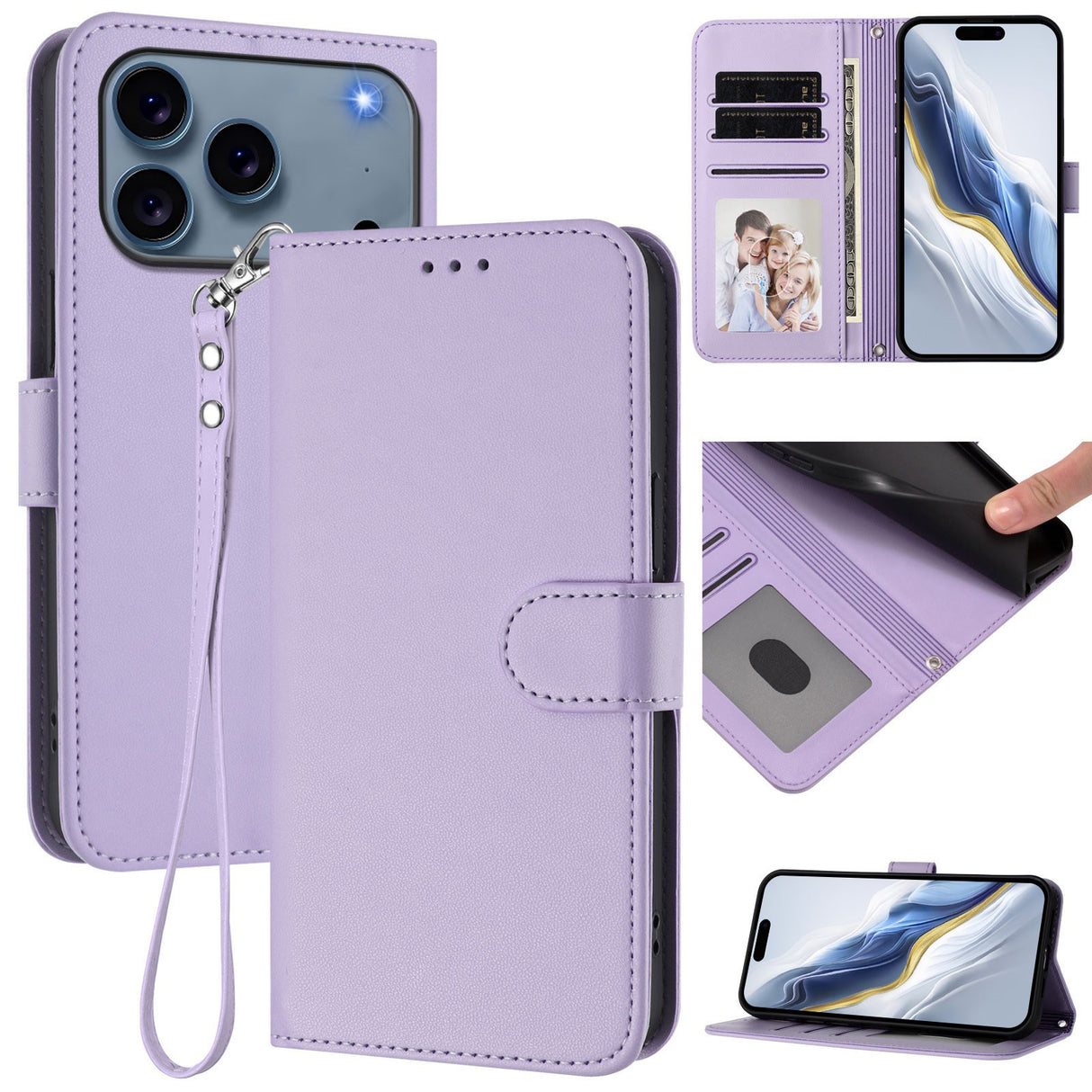 iPhone 18 Pro Max / 17 Pro Max EIDERWOOD Kunstlæder Flip Cover m. Strop & Ståfunktion - Lyslilla
