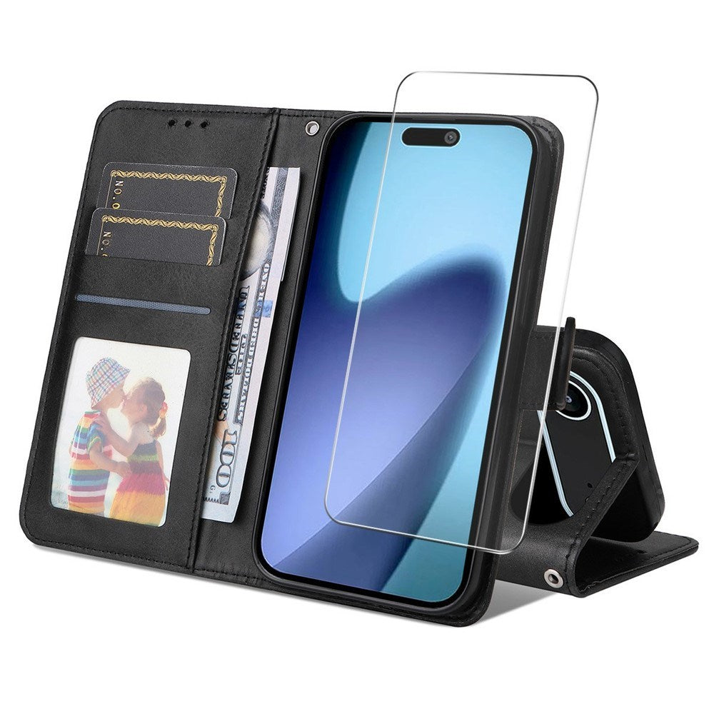 EIDERWOOD iPhone Air Kunstlæder Flip Cover - inkl. Skærmbeskyttelse - Sort