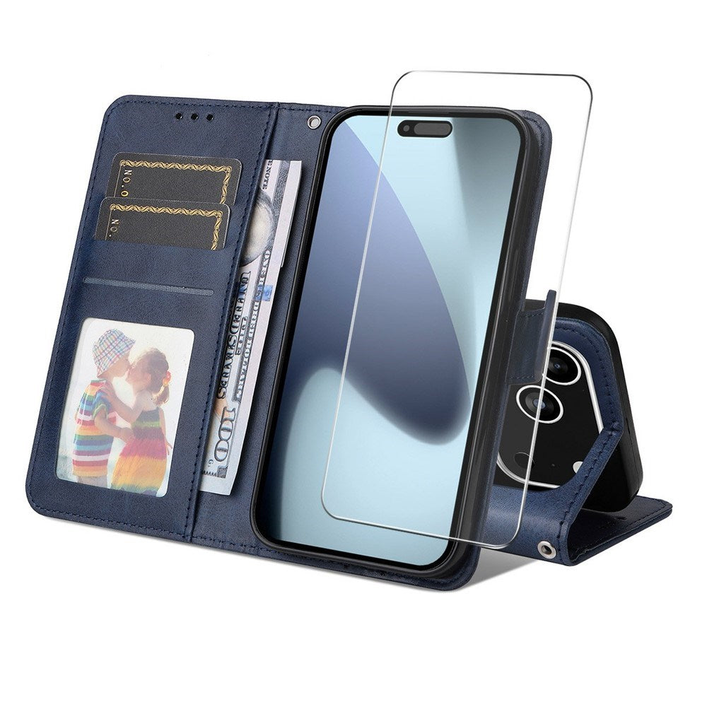 EIDERWOOD iPhone 17 Pro Kunstlæder Flip Cover - inkl. Skærmbeskyttelse - Blå