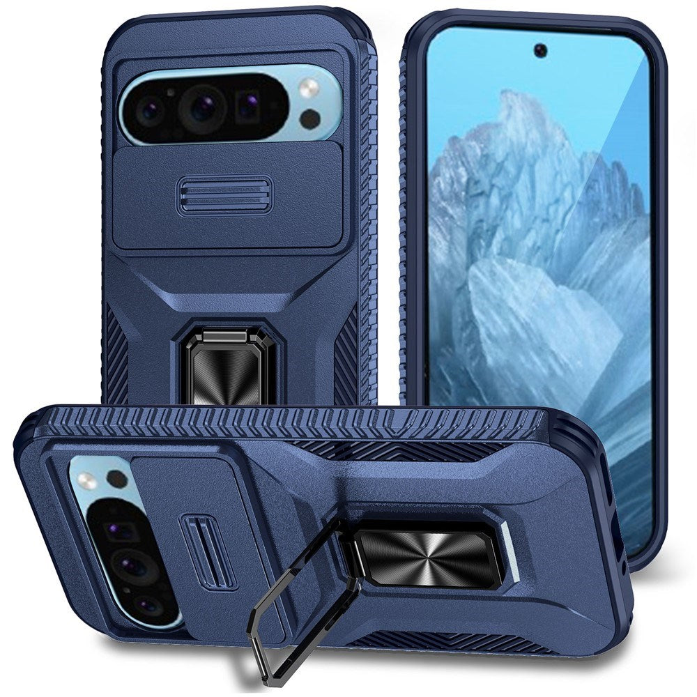 EIDERWOOD Google Pixel 11 Pro / 11 / 10 Pro / 10 / 9 Pro / 9 Håndværker Mobil Cover m. 360 Roterbar Kickstand - Blå