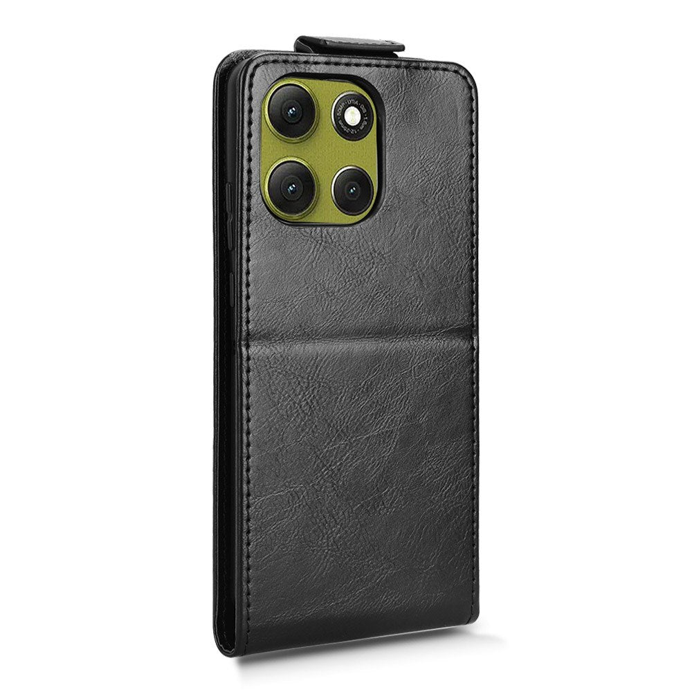 Motorola Moto G86 Power - EIDERWOOD Vertikal Kunstlæder Flip Cover - Kortholder & Ståfunktion - Sort
