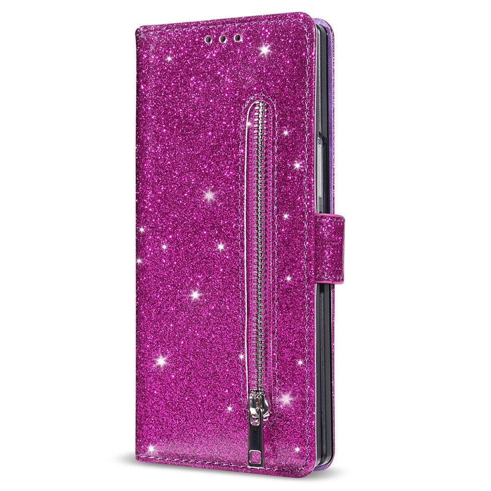 Samsung Galaxy Z Fold7 - EIDERWOOD Glitter Flip Cover m. Pung - Lilla