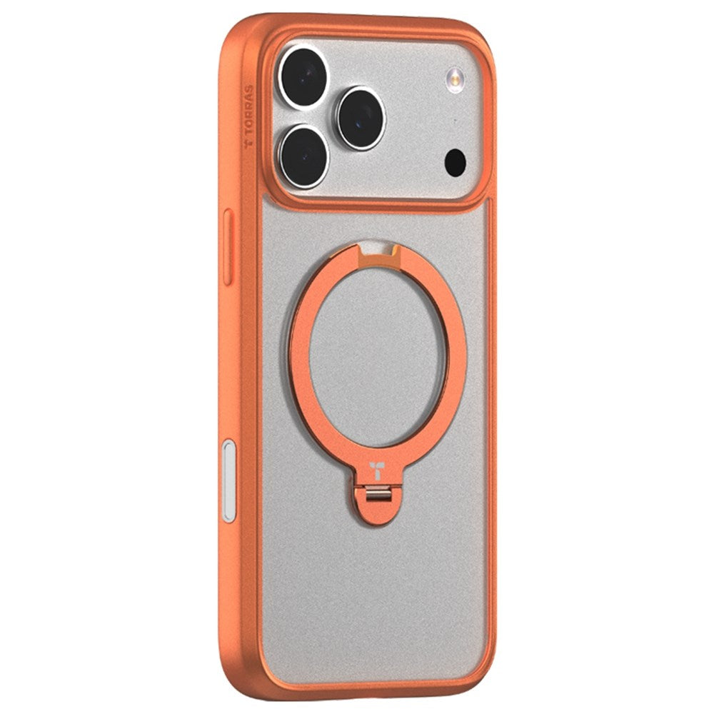 iPhone 17 Pro Max - TORRAS Ostand Spin Hybrid Cover m. Kickstand - MagSafe Kompatibel - Orange