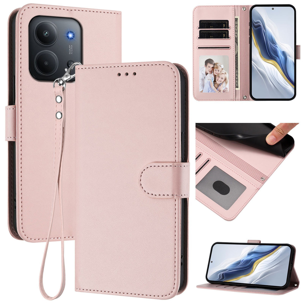 Xiaomi Redmi 15C (5G) / (4G) EIDERWOOD Flipcover m. Indbygget Kortholder & Ståfunktion - Lyserød