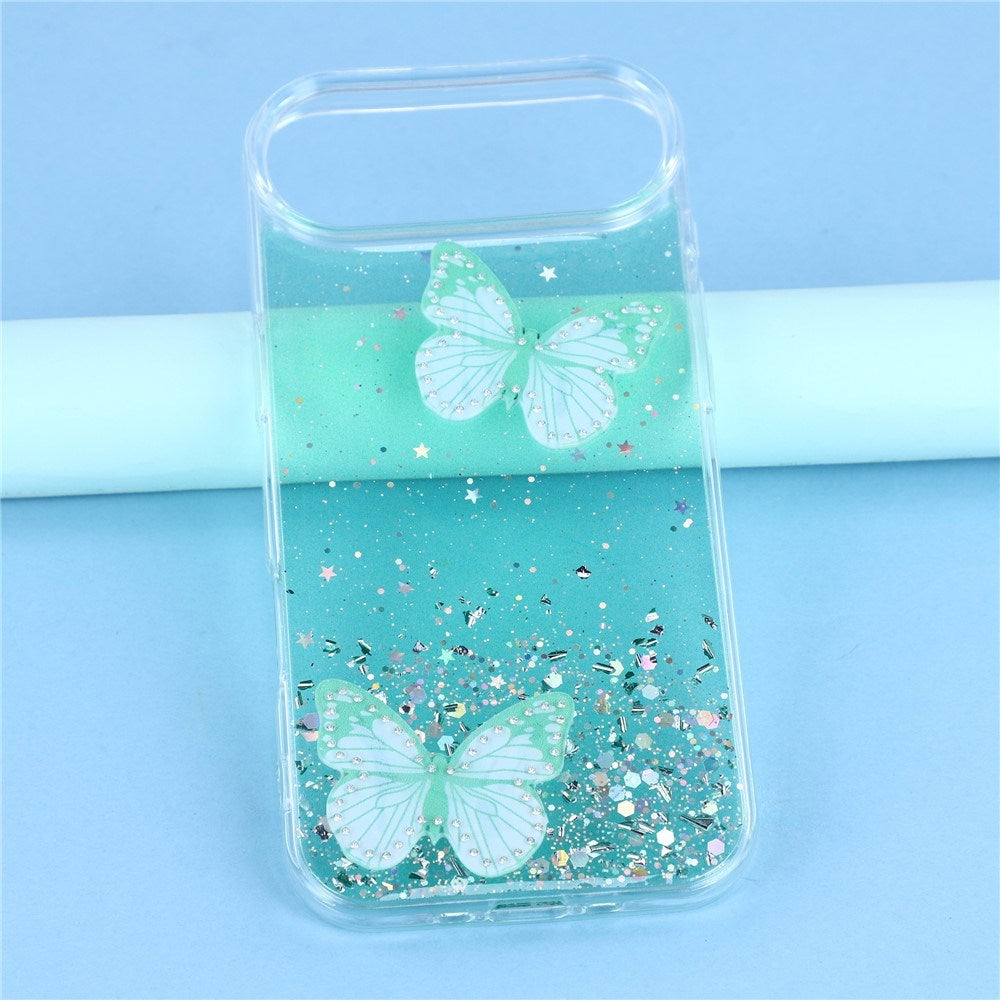 EIDERWOOD iPhone Air Fleksibelt Plastik Mobil Cover m. Sommerfugle - Gennemsigtig / Grøn