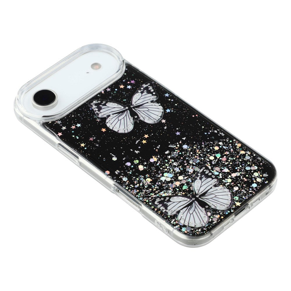 EIDERWOOD iPhone Air Fleksibelt Plastik Mobil Cover m. Sommerfugle - Gennemsigtig / Sort