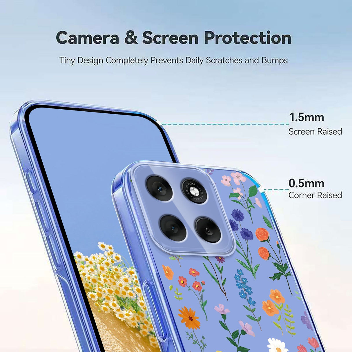 EIDERWOOD Motorola Moto G56 Fleksibelt Plastik Mobil Cover m. Blomstermotiv - Gennemsigtig / Forskellige Blomster