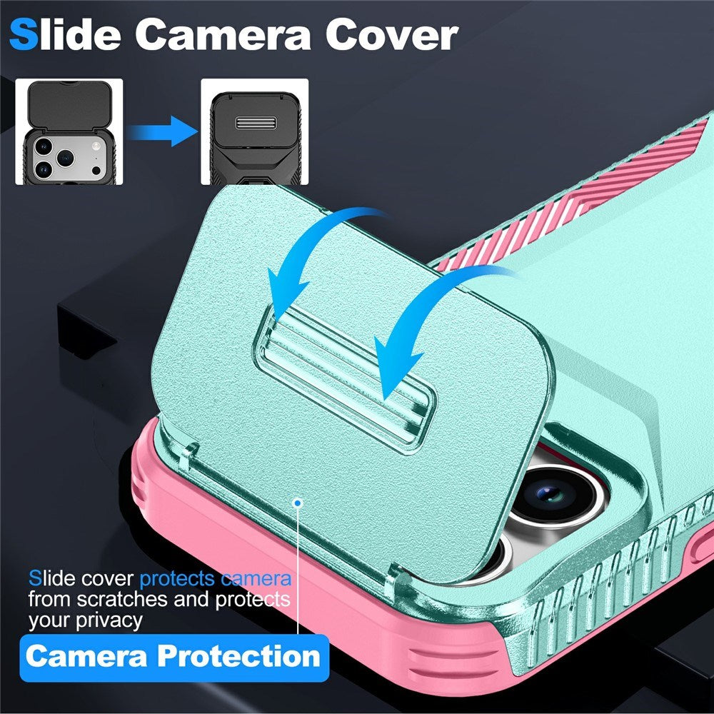 iPhone 18 Pro / 17 Pro EIDERWOOD Hybrid Plast Bagside Cover m. Cam Slider - Turkis / Lyserød