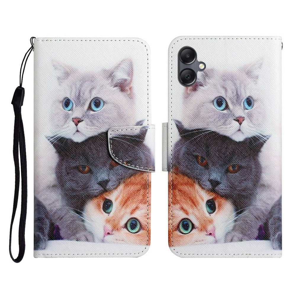 EIDERWOOD Samsung Galaxy A07 Imiteret Læder Flip Cover m. Pung & Rem - Katte