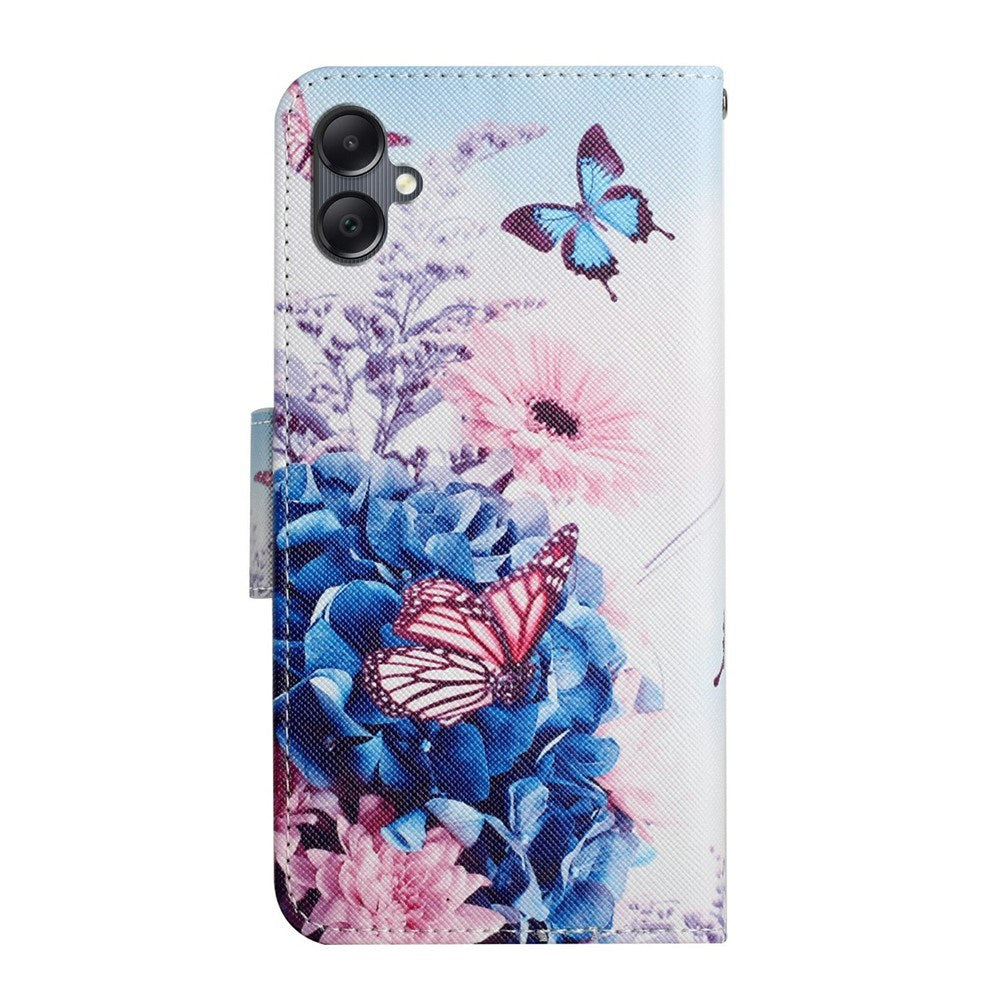 EIDERWOOD Samsung Galaxy A07 Imiteret Læder Flip Cover m. Pung & Rem - Sommerfugl