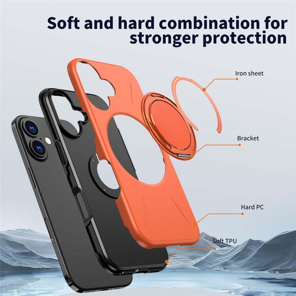 EIDERWOOD iPhone 17 Mobil Cover - Roterende Kickstand - MagSafe Kompatibel - Orange